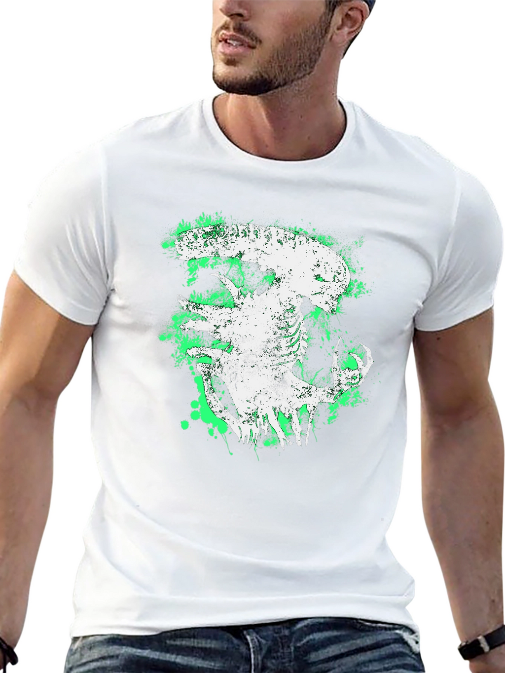 Alien Xenomorph Graphic Print Black T-Shirt