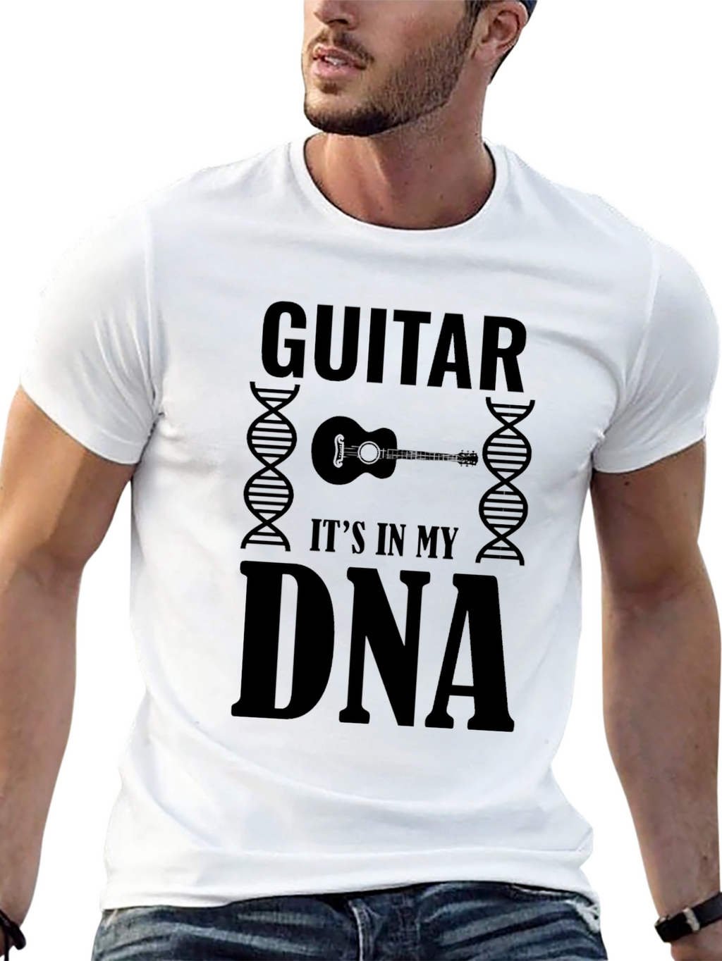 Guitar DNA Black T-Shirt - Music Lover Tee