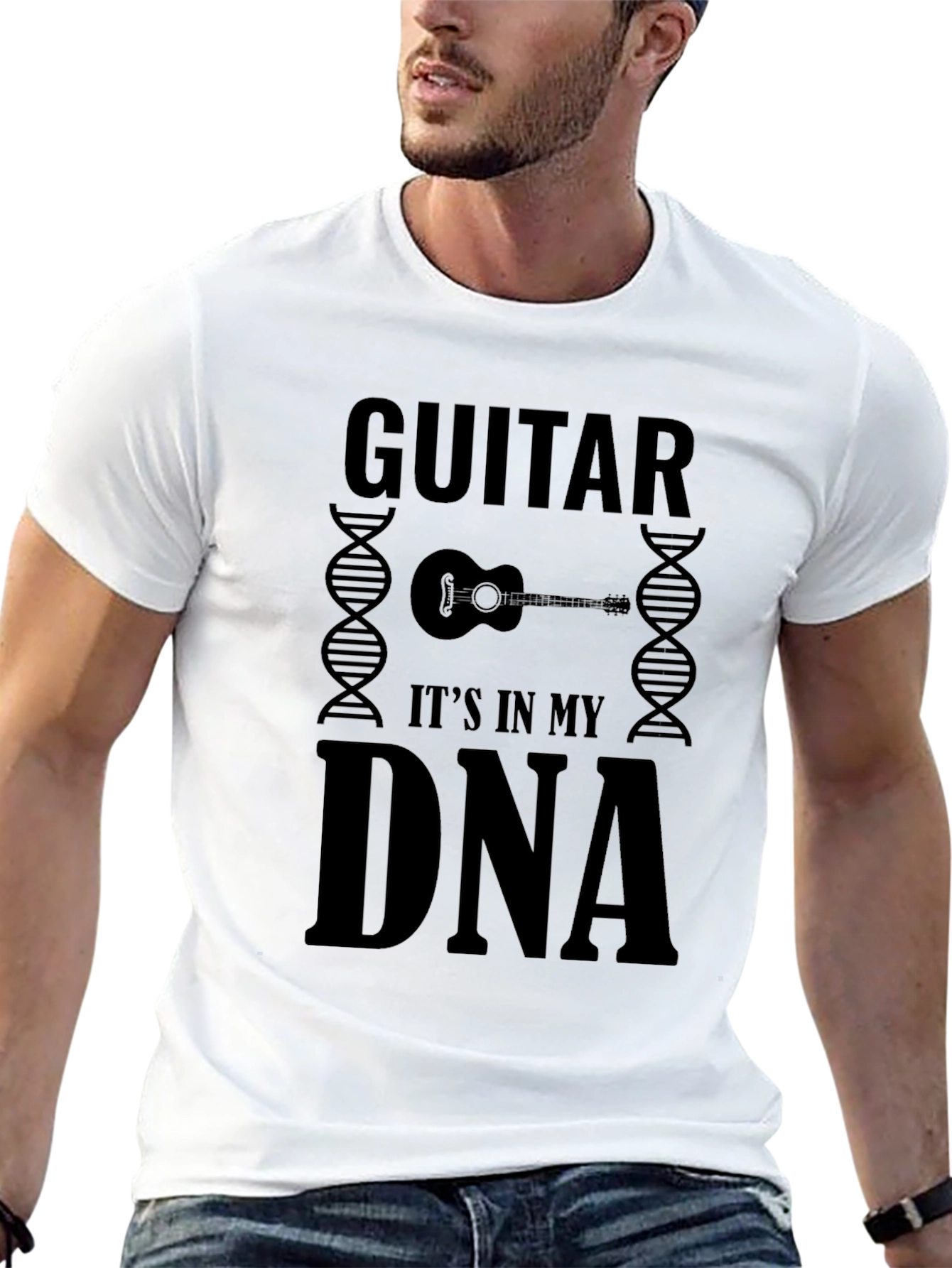 Guitar DNA Black T-Shirt - Music Lover Tee