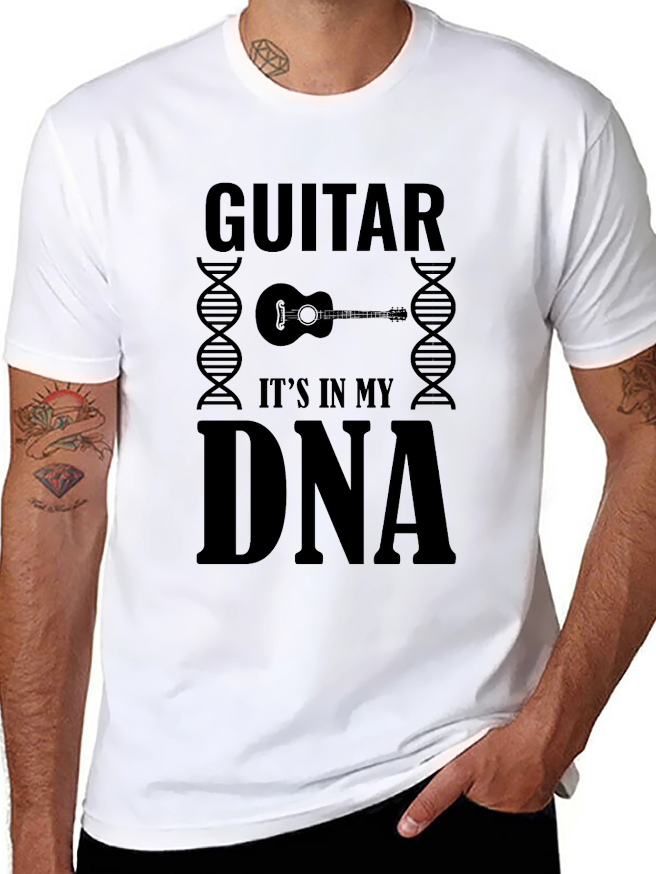 Guitar DNA Black T-Shirt - Music Lover Tee