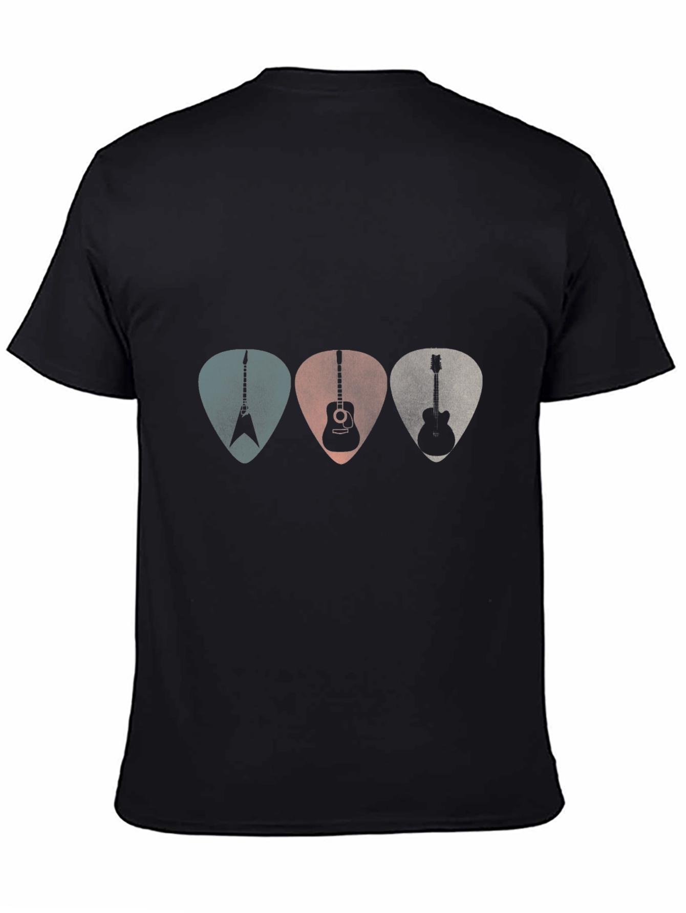 Guitar Pick Trio Graphic Tee - Black Cotton Shirt