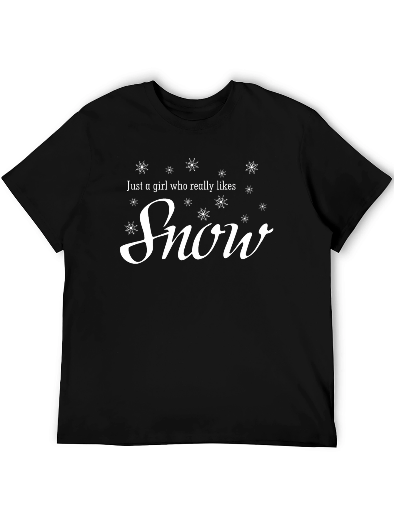 Snow Lover T-Shirt - Black Crew Neck Tee