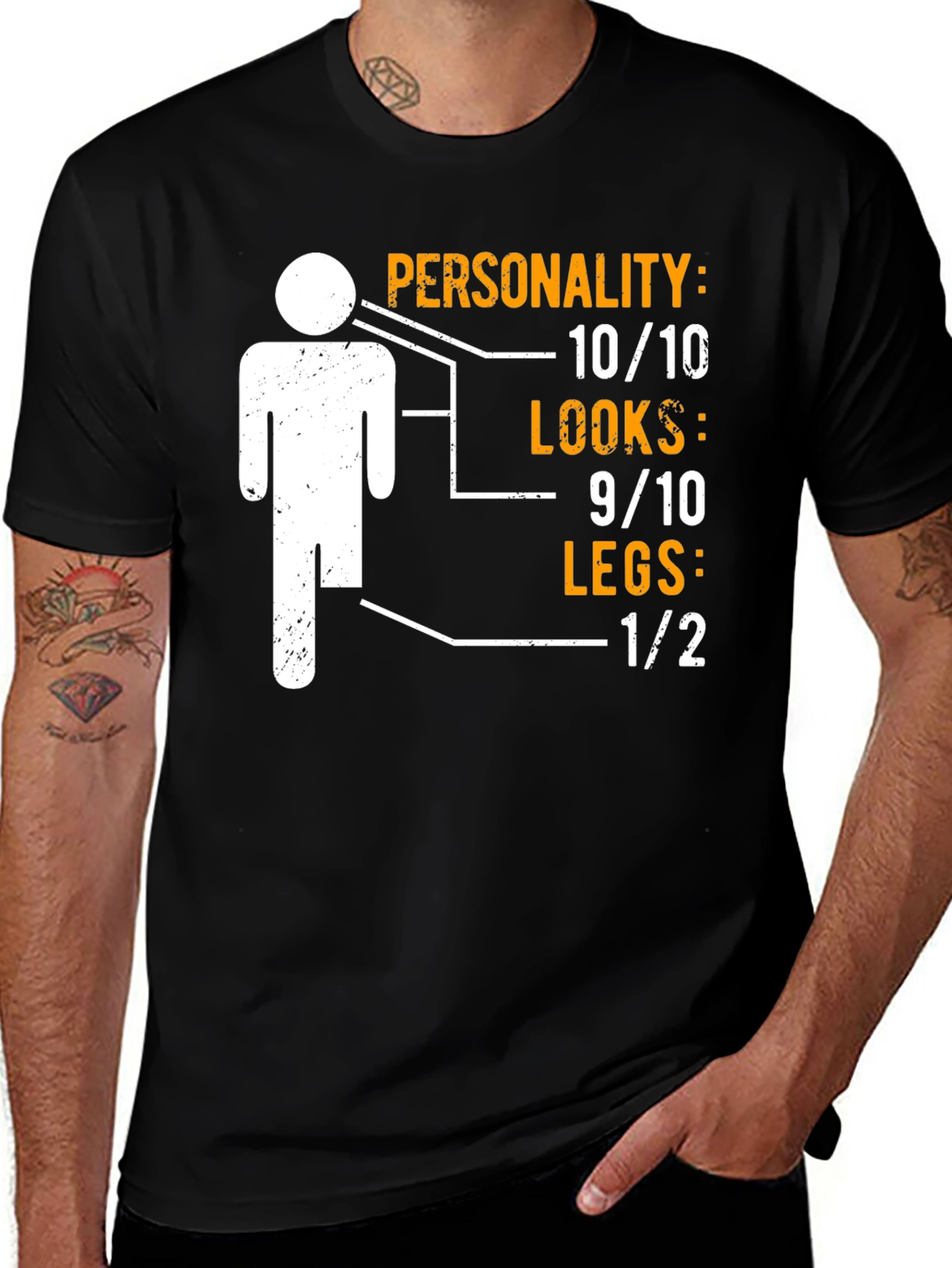 Funny One Legged Man Personality Graphic T-Shirt