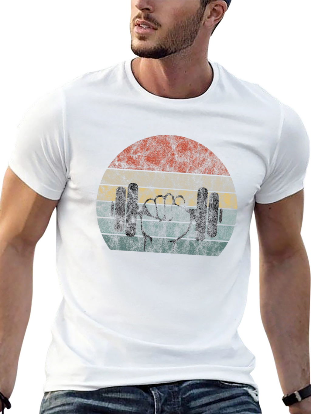 Retro Gym Shirt - Weightlifting Fist Graphic Tee