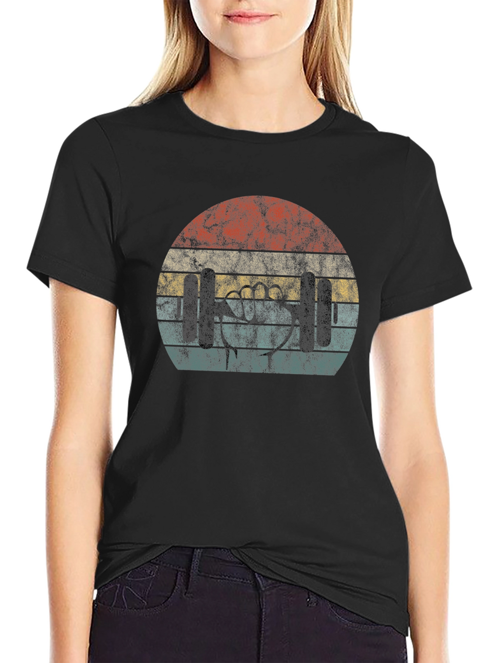 Retro Gym Shirt - Weightlifting Fist Graphic Tee