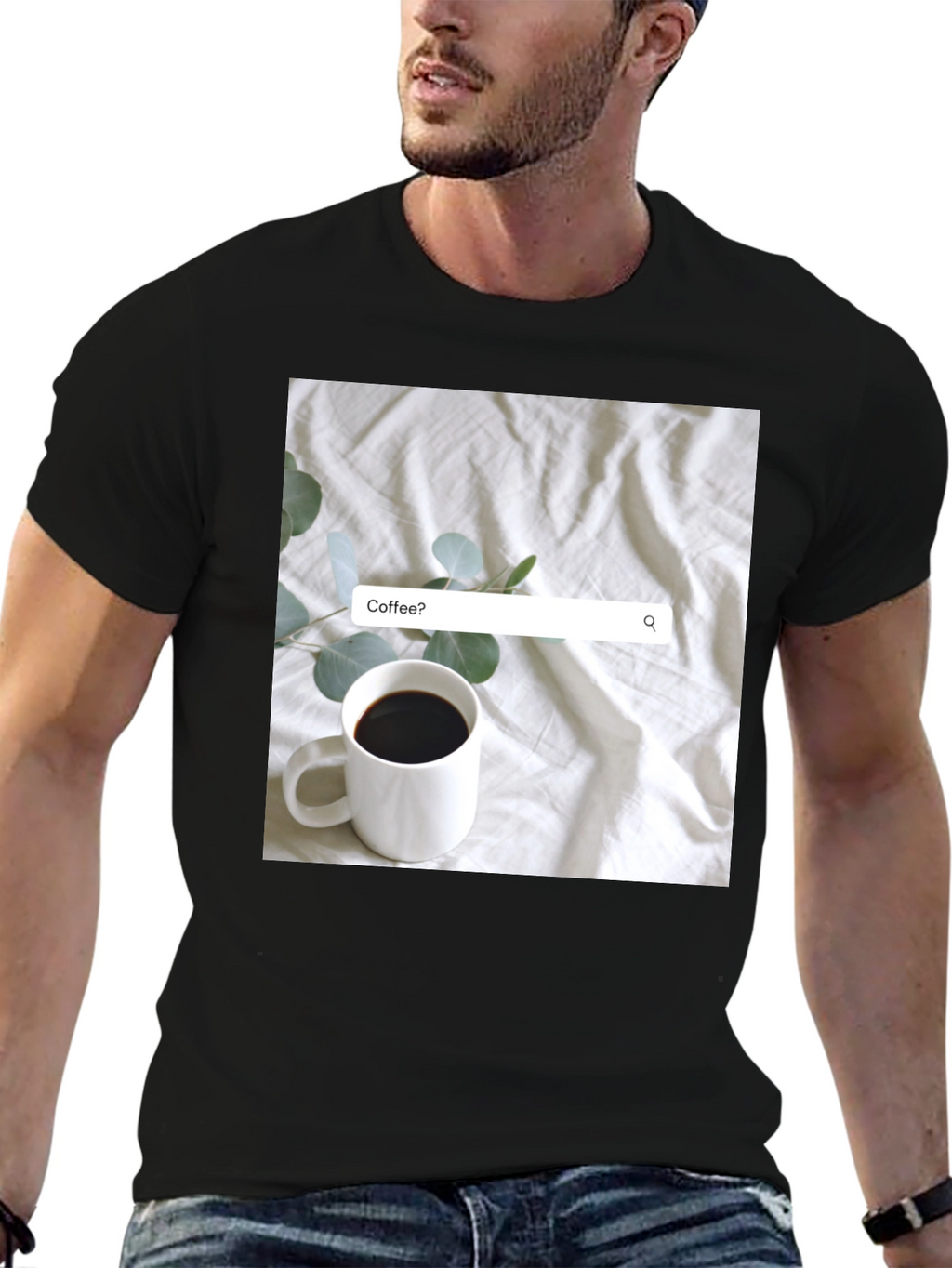 Coffee Search T-Shirt - Casual Black Tee