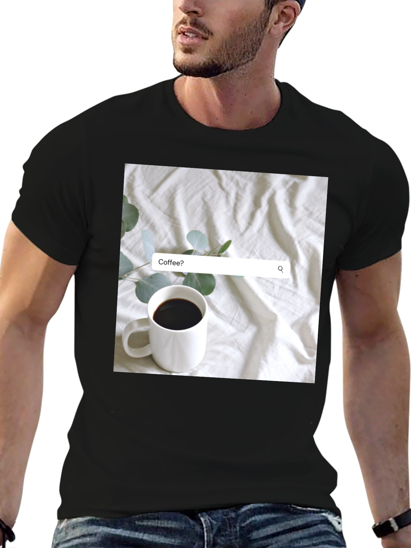 Coffee Search T-Shirt - Casual Black Tee
