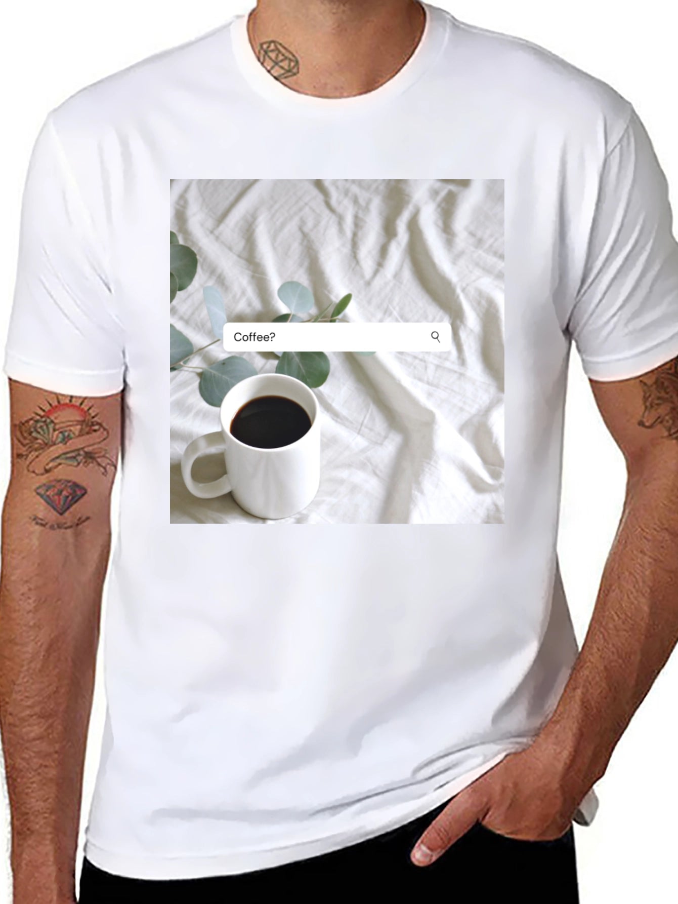 Coffee Search T-Shirt - Casual Black Tee