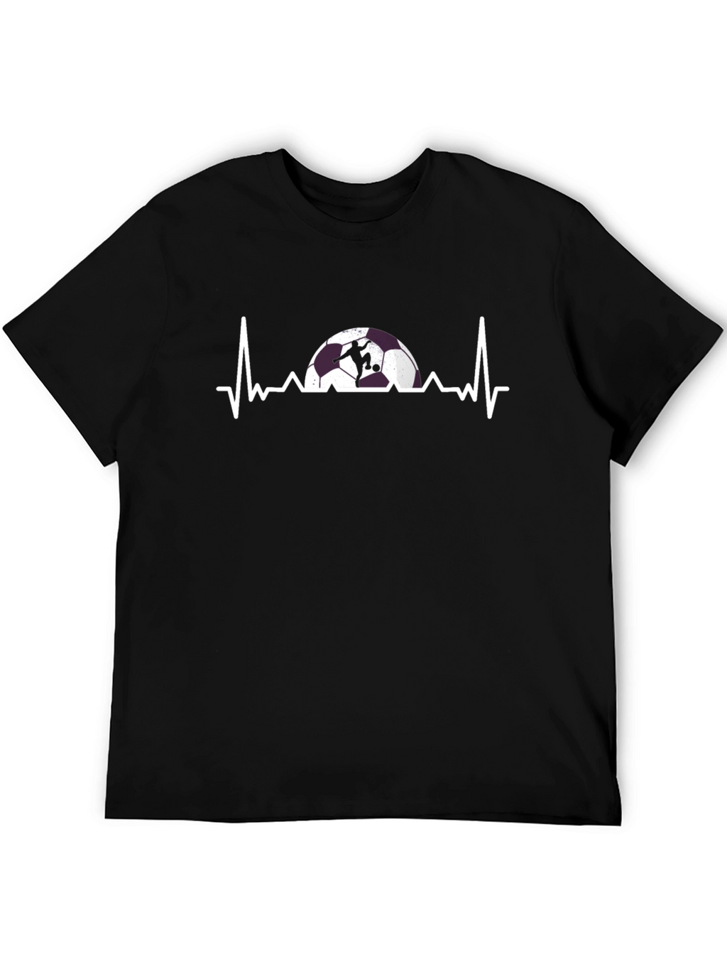 Soccer Heartbeat Graphic Tee - Black Cotton T-Shirt