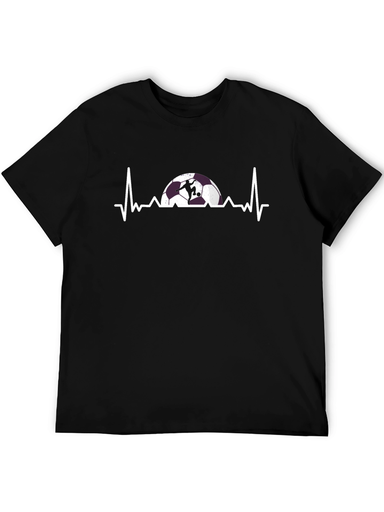 Soccer Heartbeat Graphic Tee - Black Cotton T-Shirt