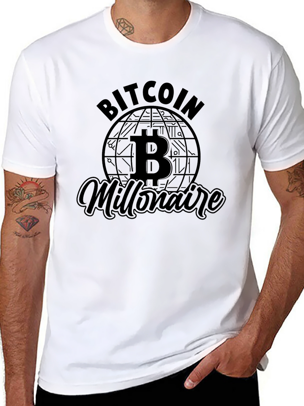 Bitcoin Millionaire Black Graphic T-Shirt
