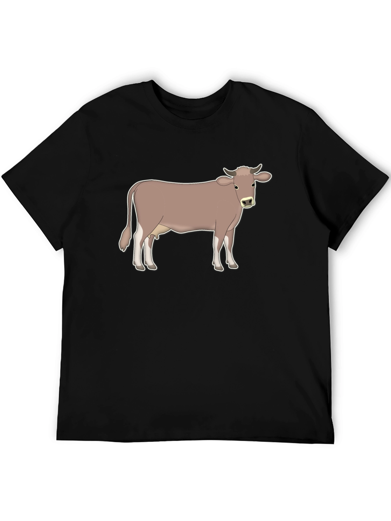 Cow Graphic Tee - Black Cotton T-Shirt