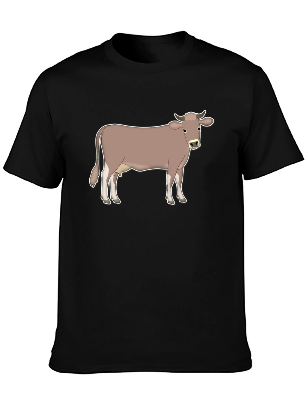 Cow Graphic Tee - Black Cotton T-Shirt