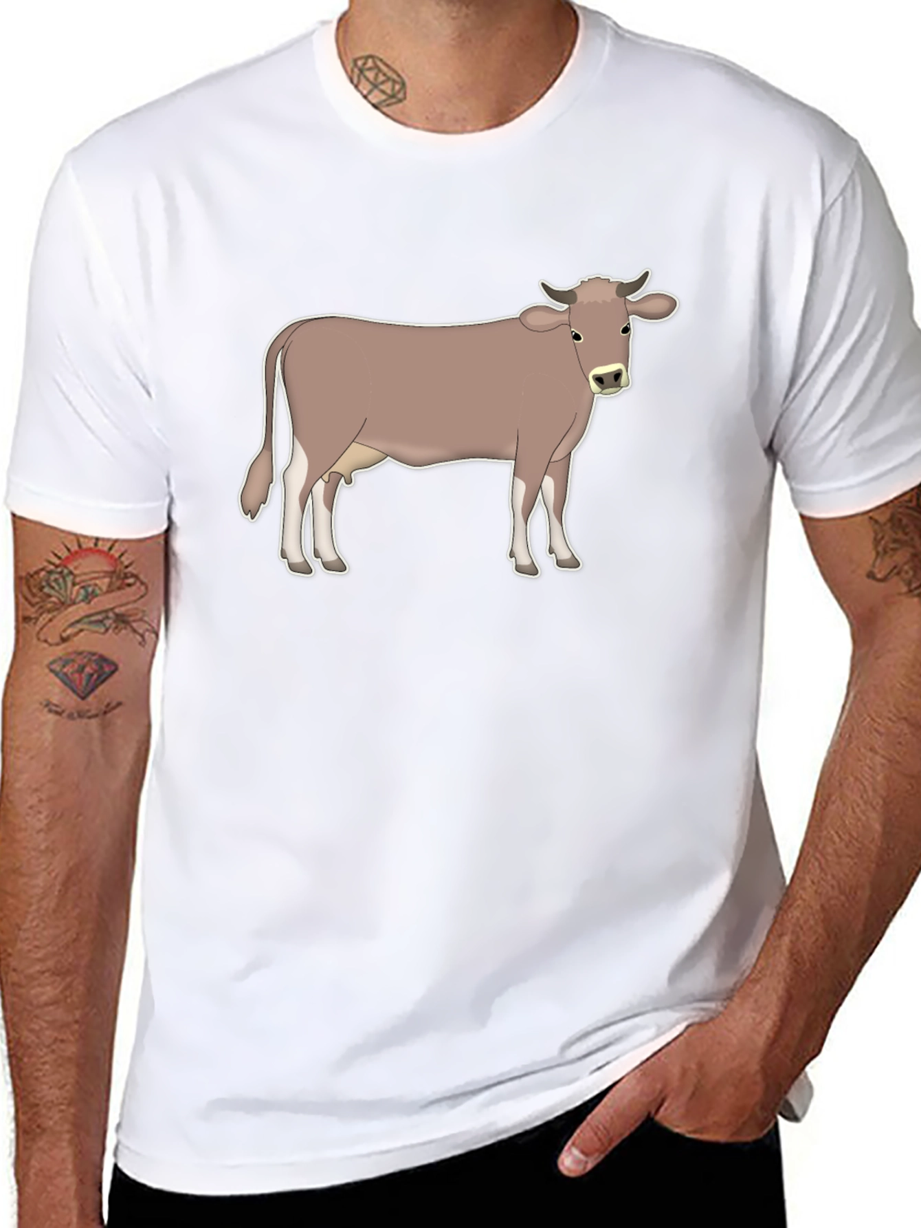 Cow Graphic Tee - Black Cotton T-Shirt