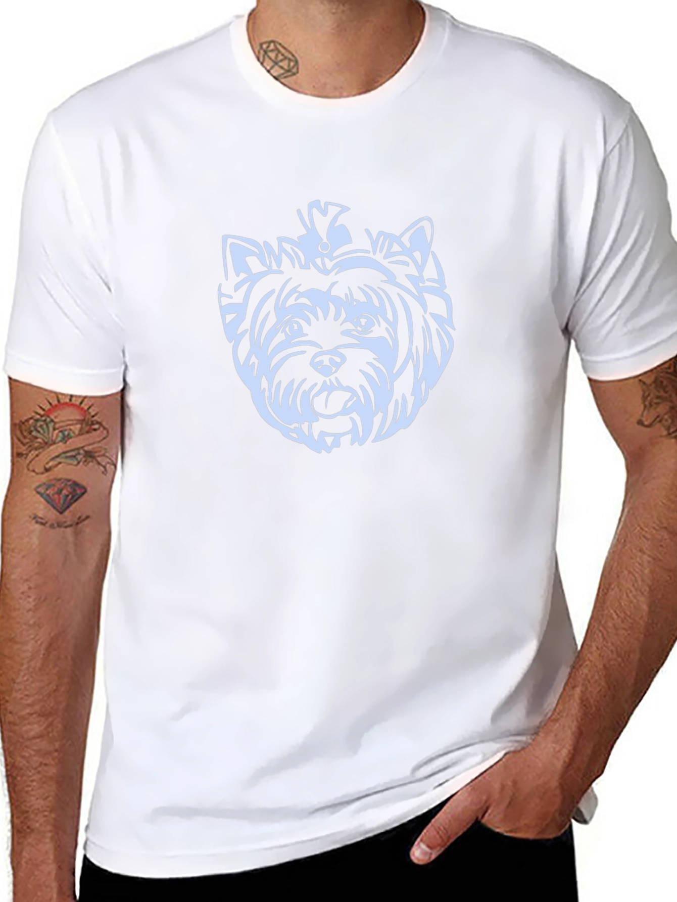 Yorkie Dog Graphic Tee - Black Cotton T-Shirt