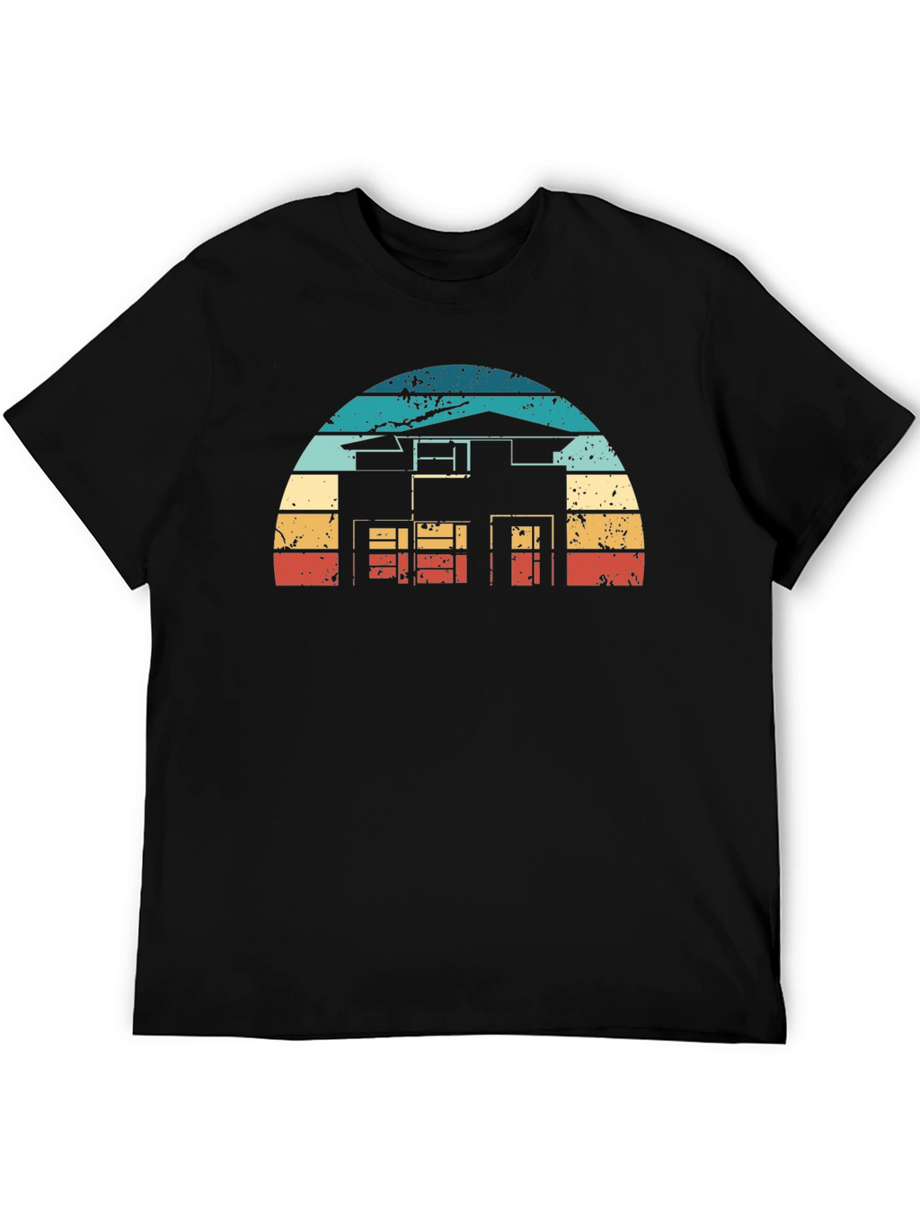Retro House Graphic Tee - Black