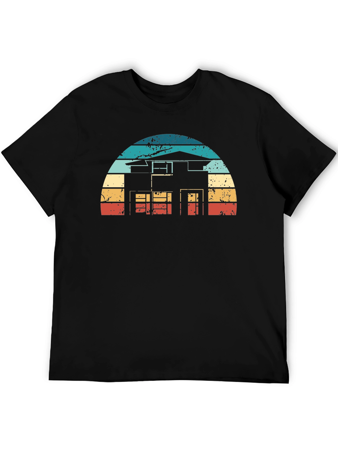 Retro House Graphic Tee - Black