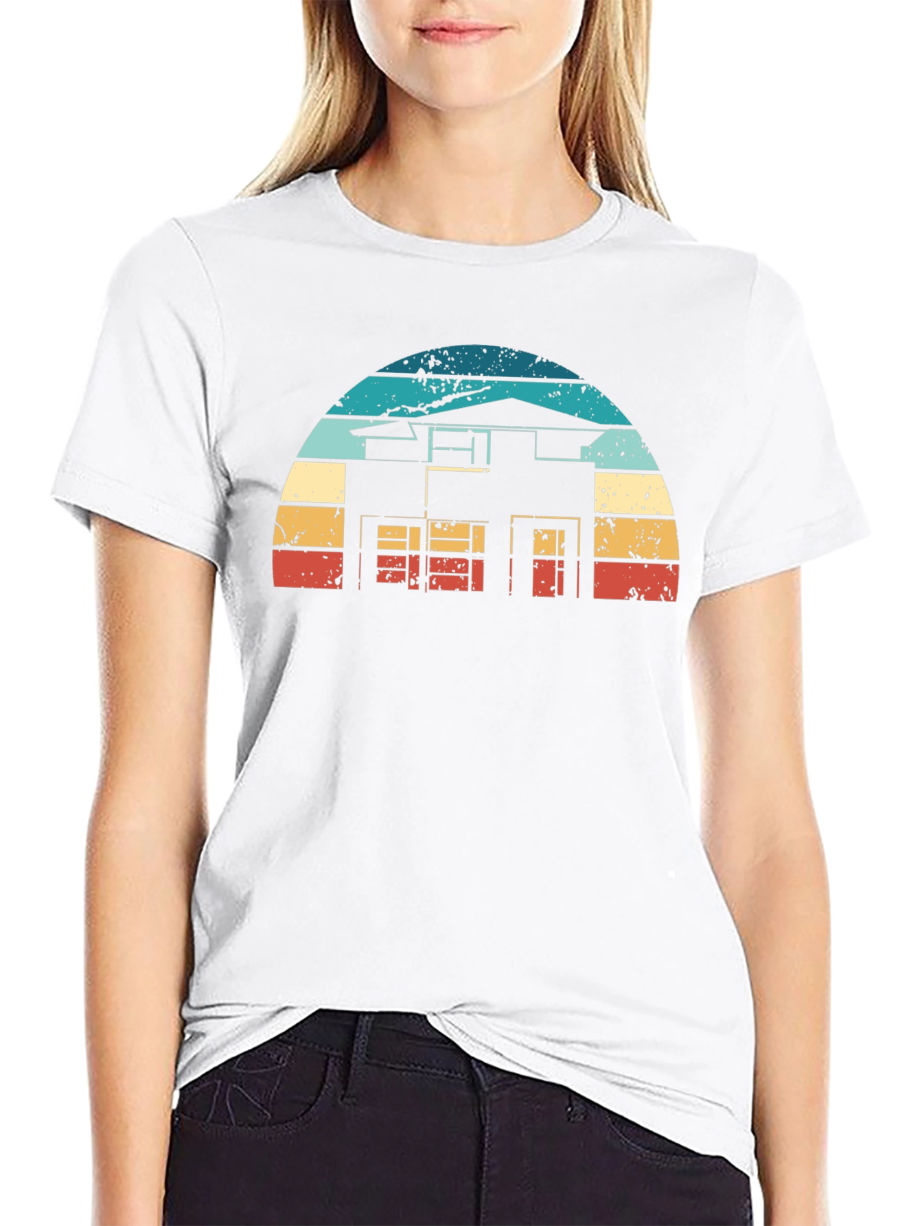 Retro House Graphic Tee - Black