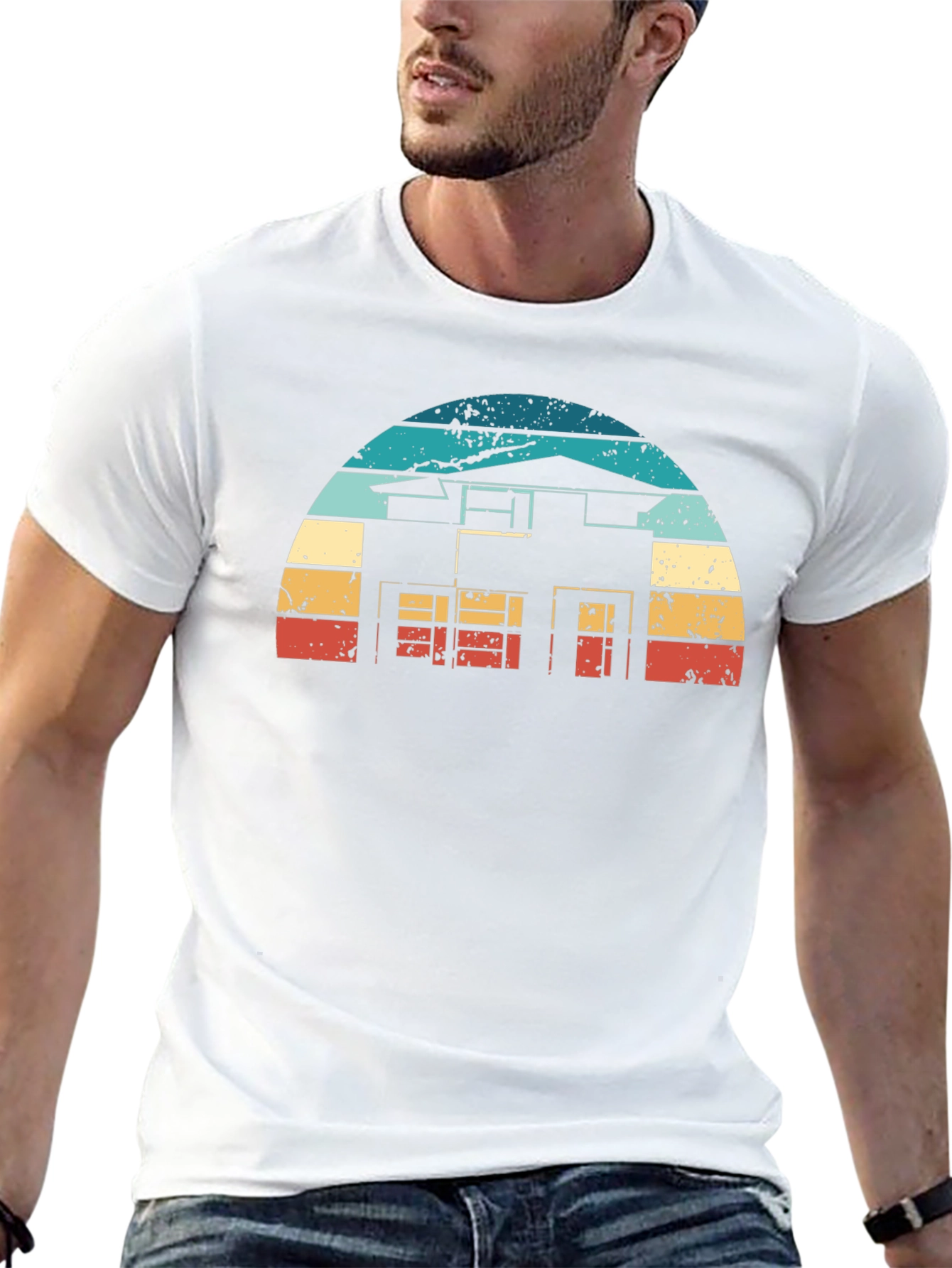 Retro House Graphic Tee - Black