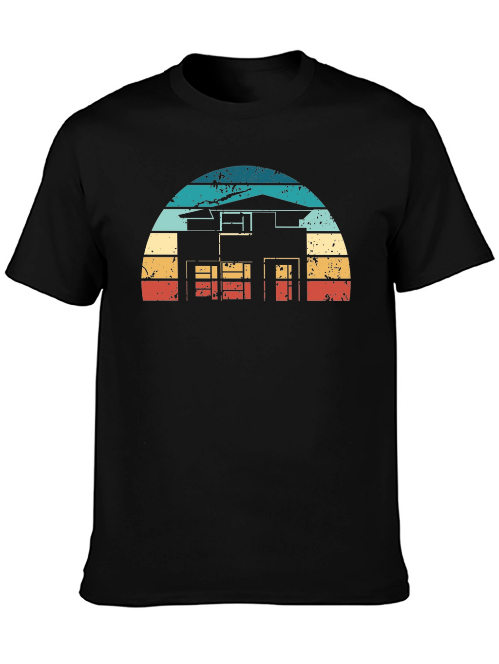 Retro House Graphic Tee - Black