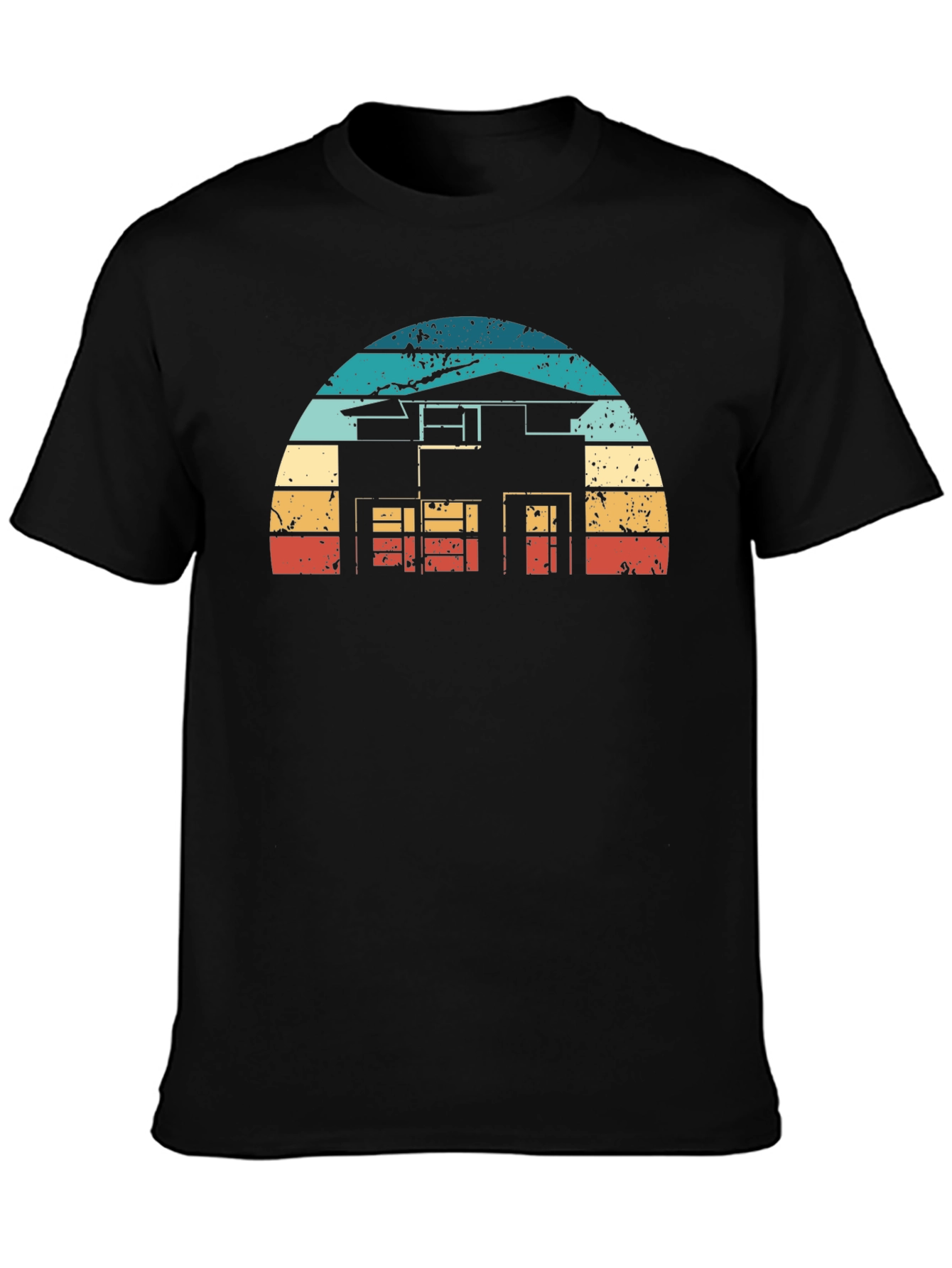 Retro House Graphic Tee - Black