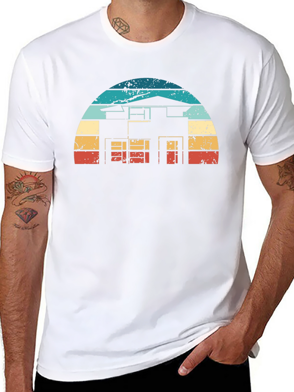 Retro House Graphic Tee - Black
