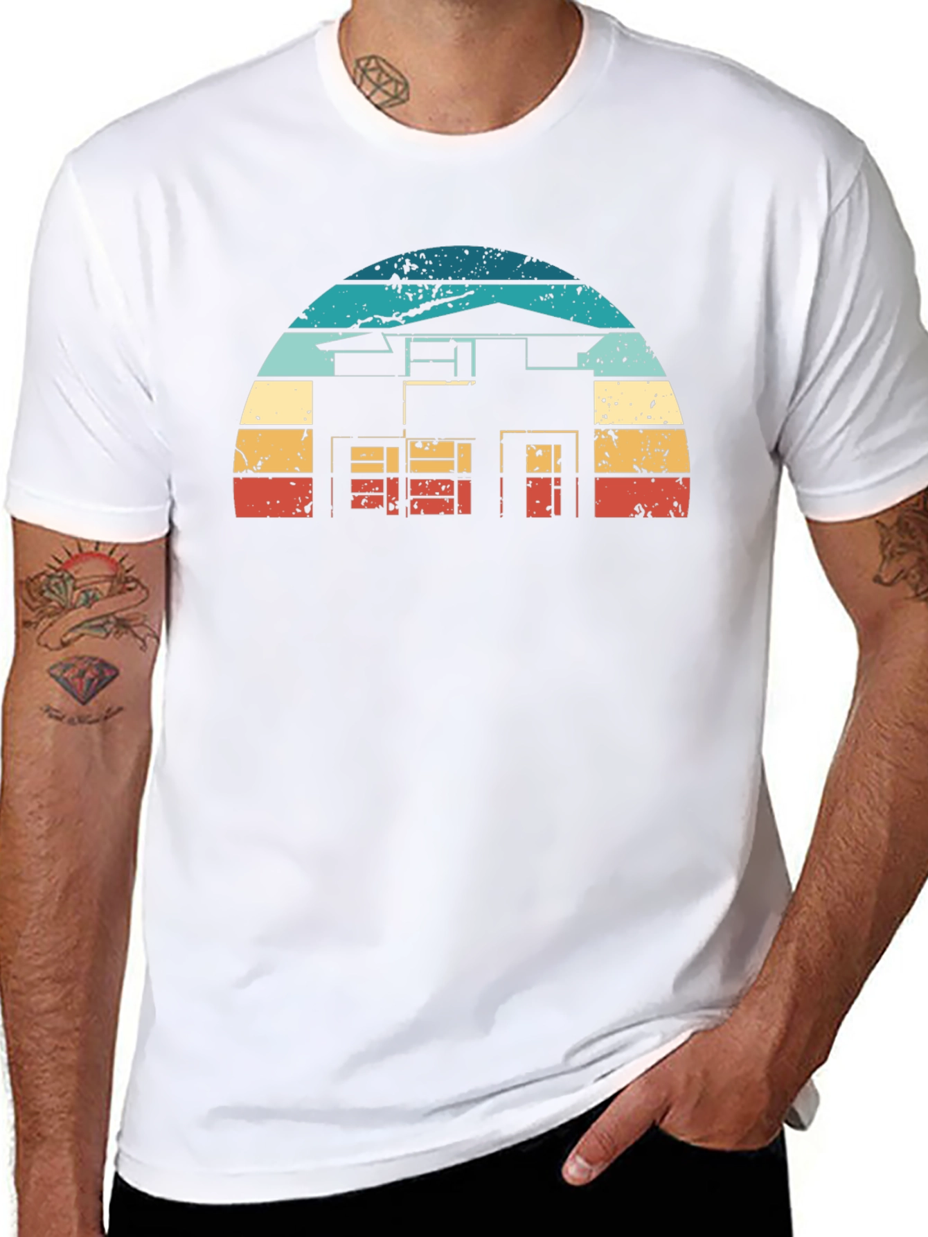 Retro House Graphic Tee - Black