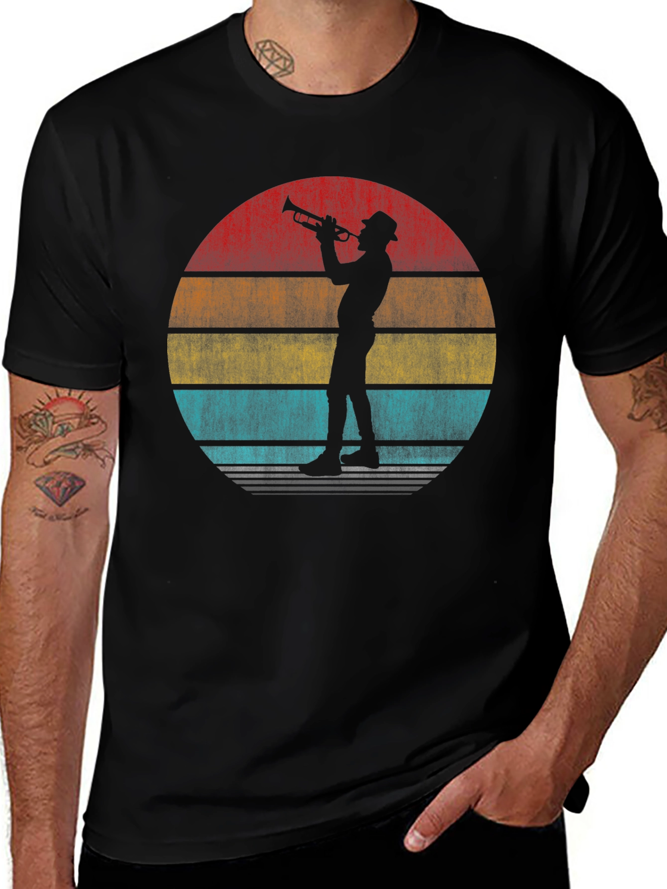 Retro Trumpet Player Graphic T-Shirt