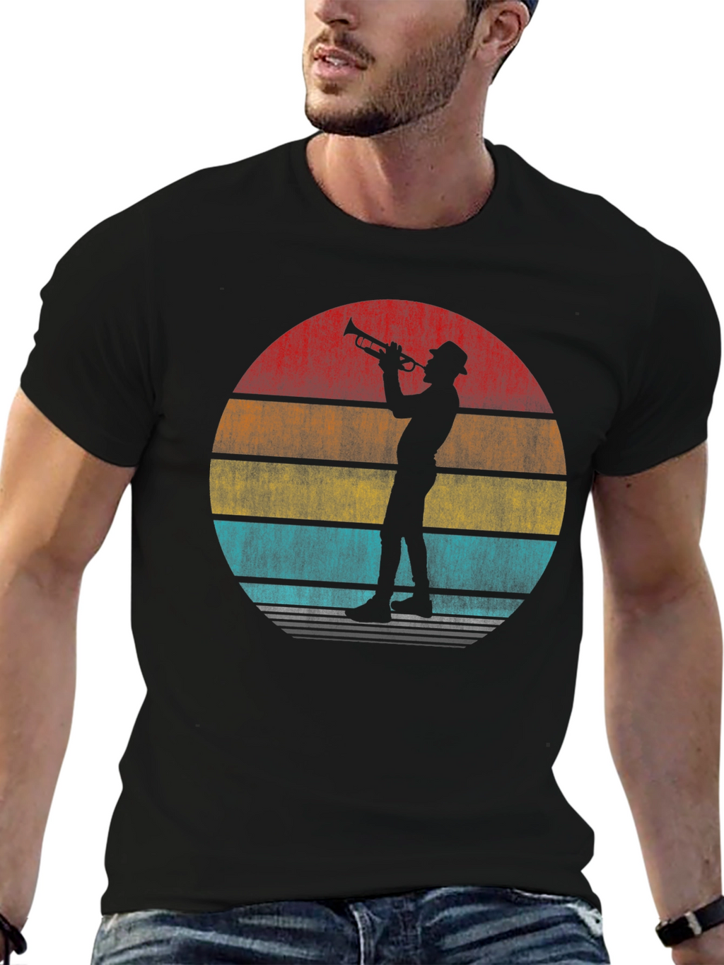 Retro Trumpet Player Graphic T-Shirt