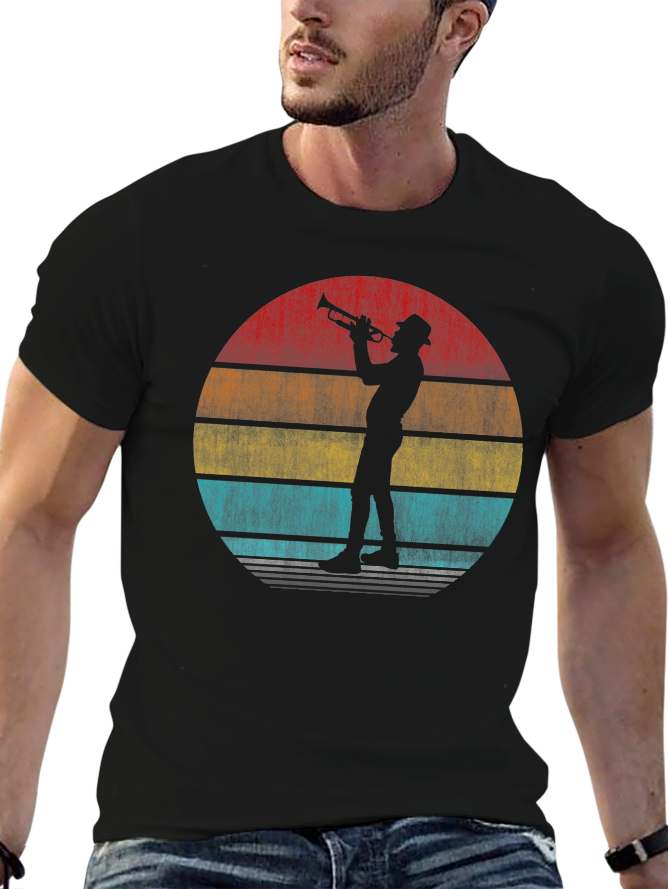 Retro Trumpet Player Graphic T-Shirt