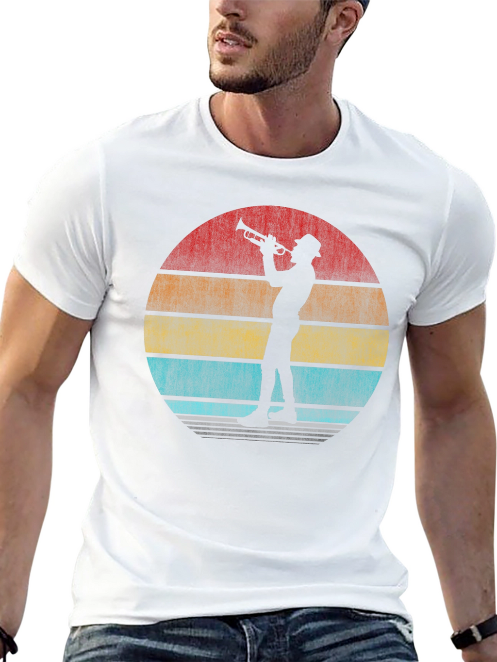 Retro Trumpet Player Graphic T-Shirt