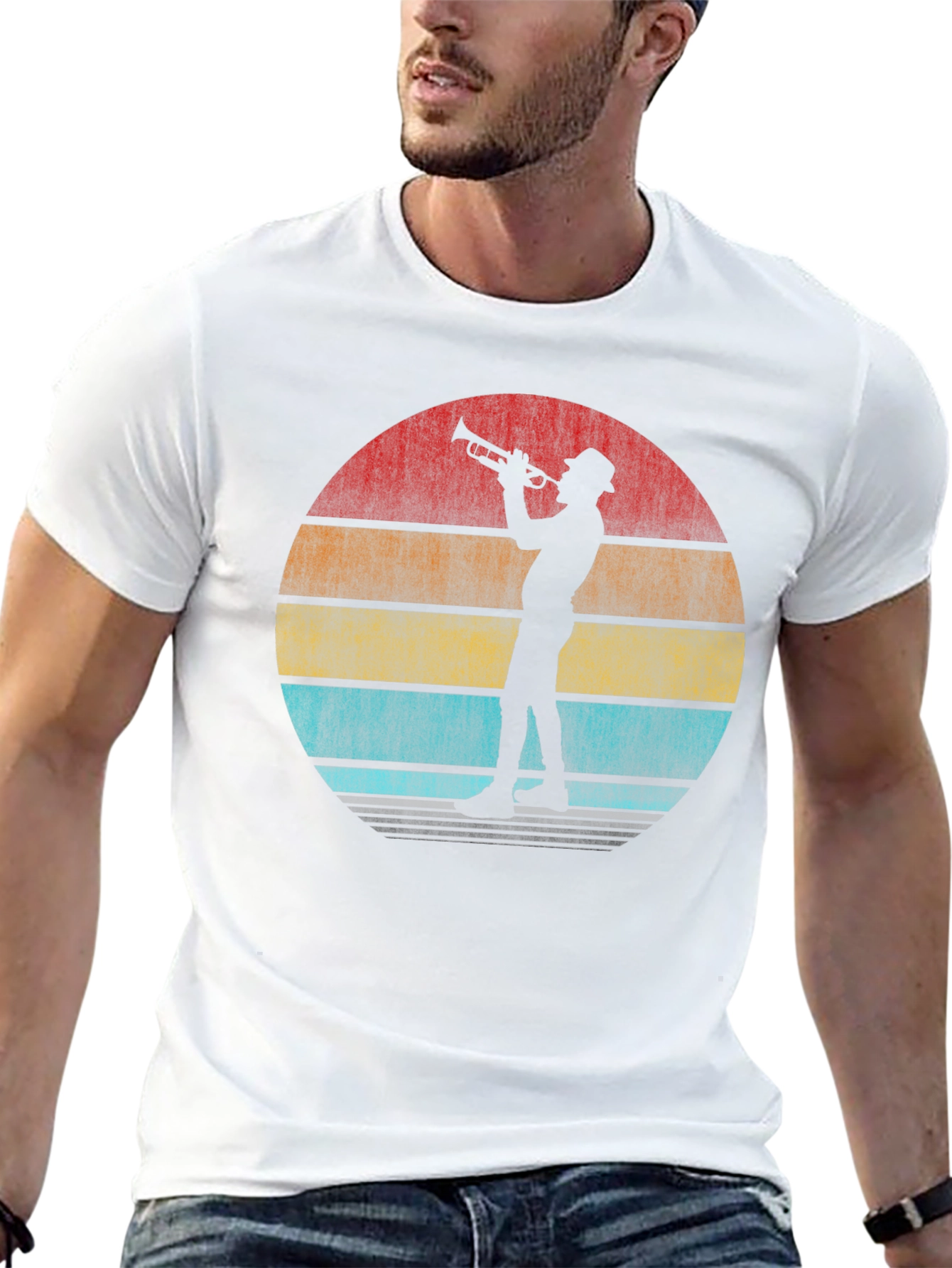 Retro Trumpet Player Graphic T-Shirt