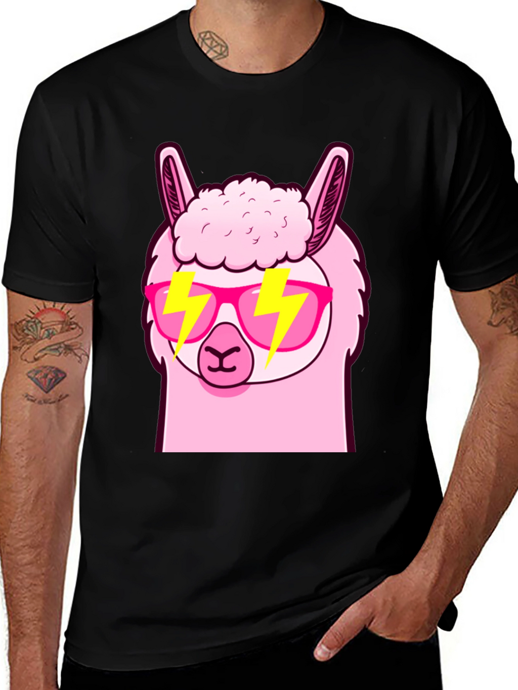 Cool Llama Graphic Tee - Stylish Black T-Shirt