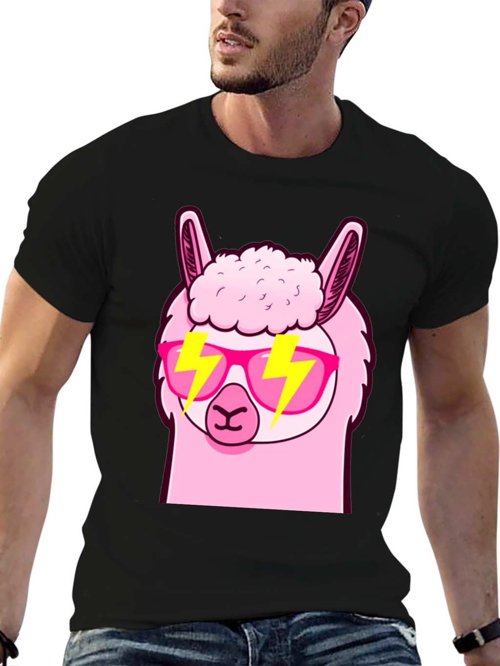 Cool Llama Graphic Tee - Stylish Black T-Shirt