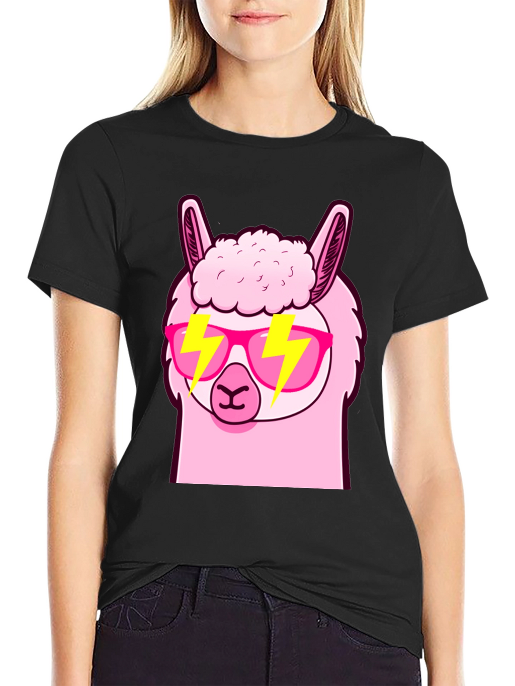 Cool Llama Graphic Tee - Stylish Black T-Shirt