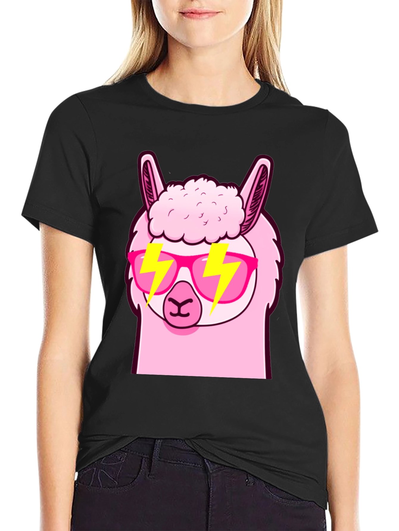 Cool Llama Graphic Tee - Stylish Black T-Shirt