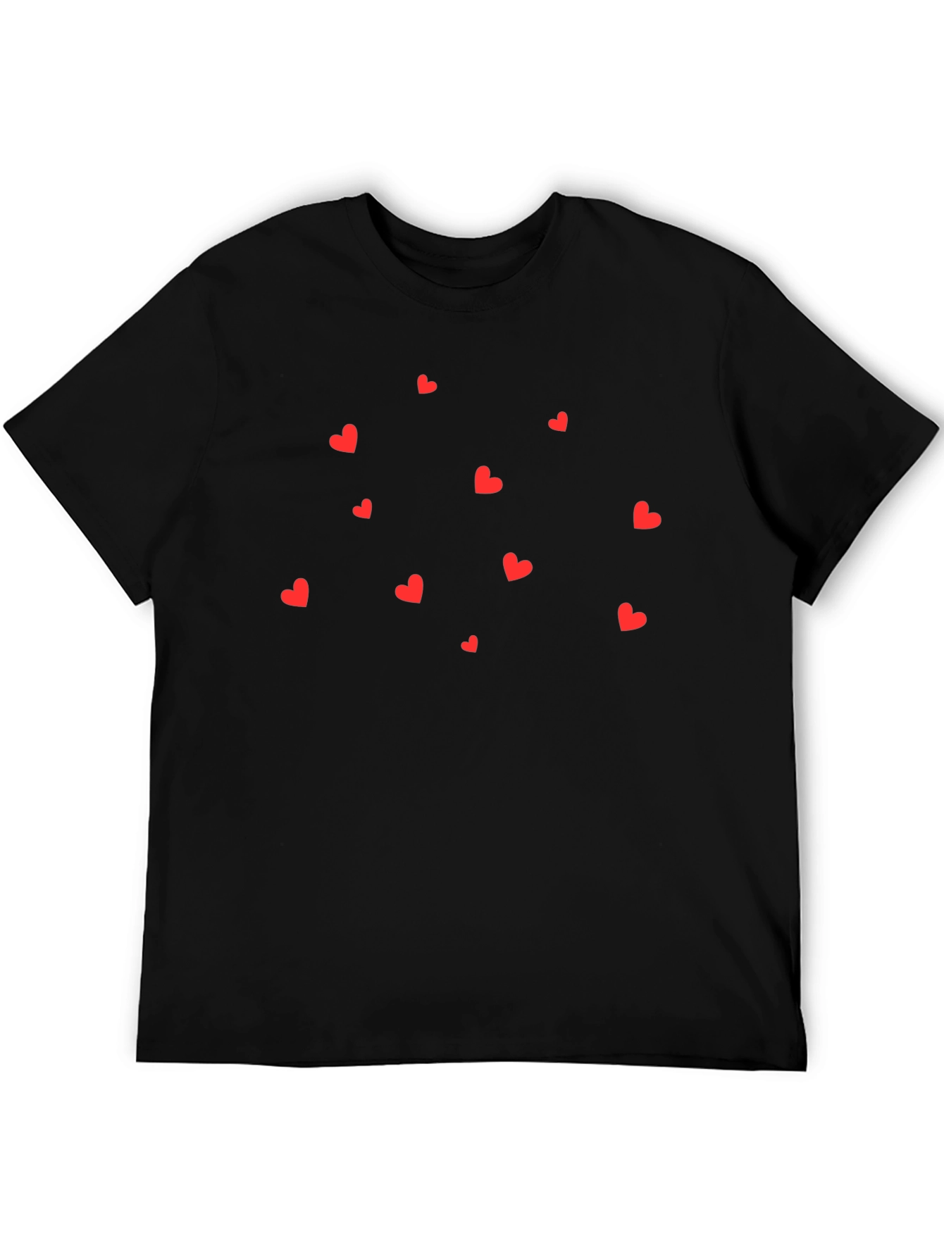 Black T-Shirt with Red Hearts
