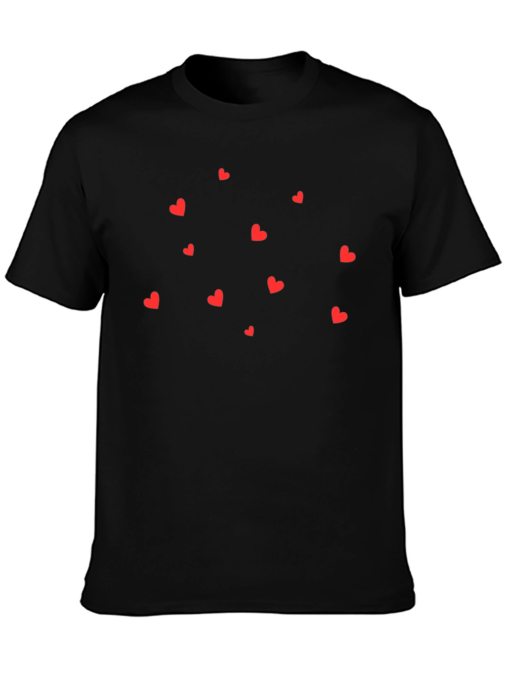 Black T-Shirt with Red Hearts