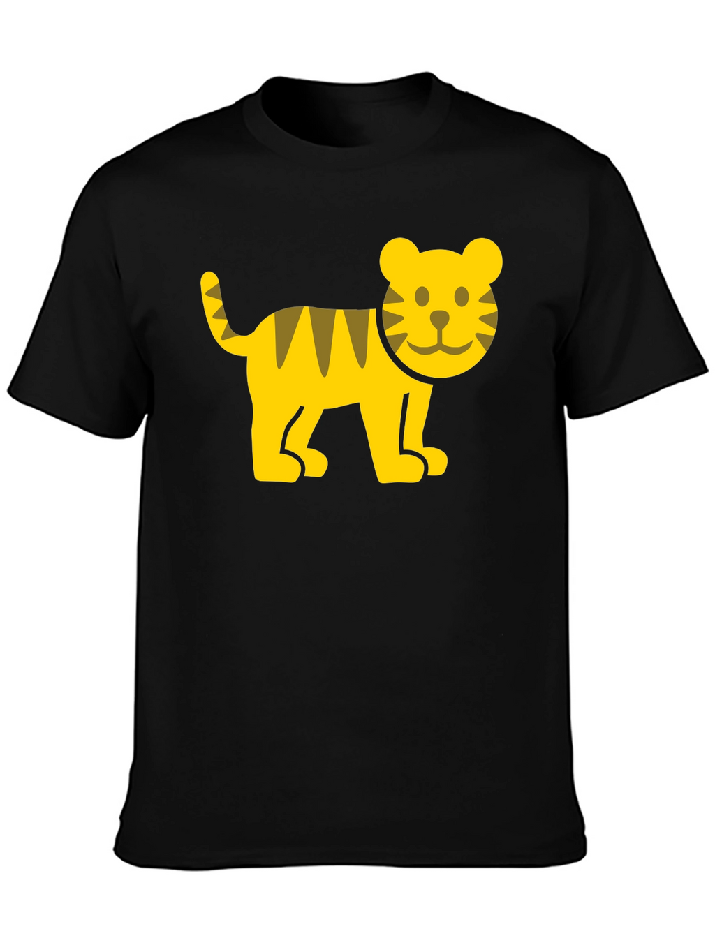 Cute Cartoon Tiger Graphic T-Shirt - Black