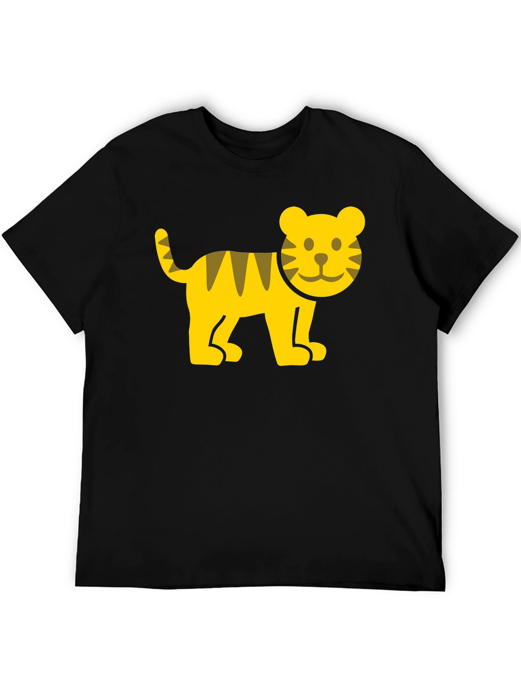 Cute Cartoon Tiger Graphic T-Shirt - Black