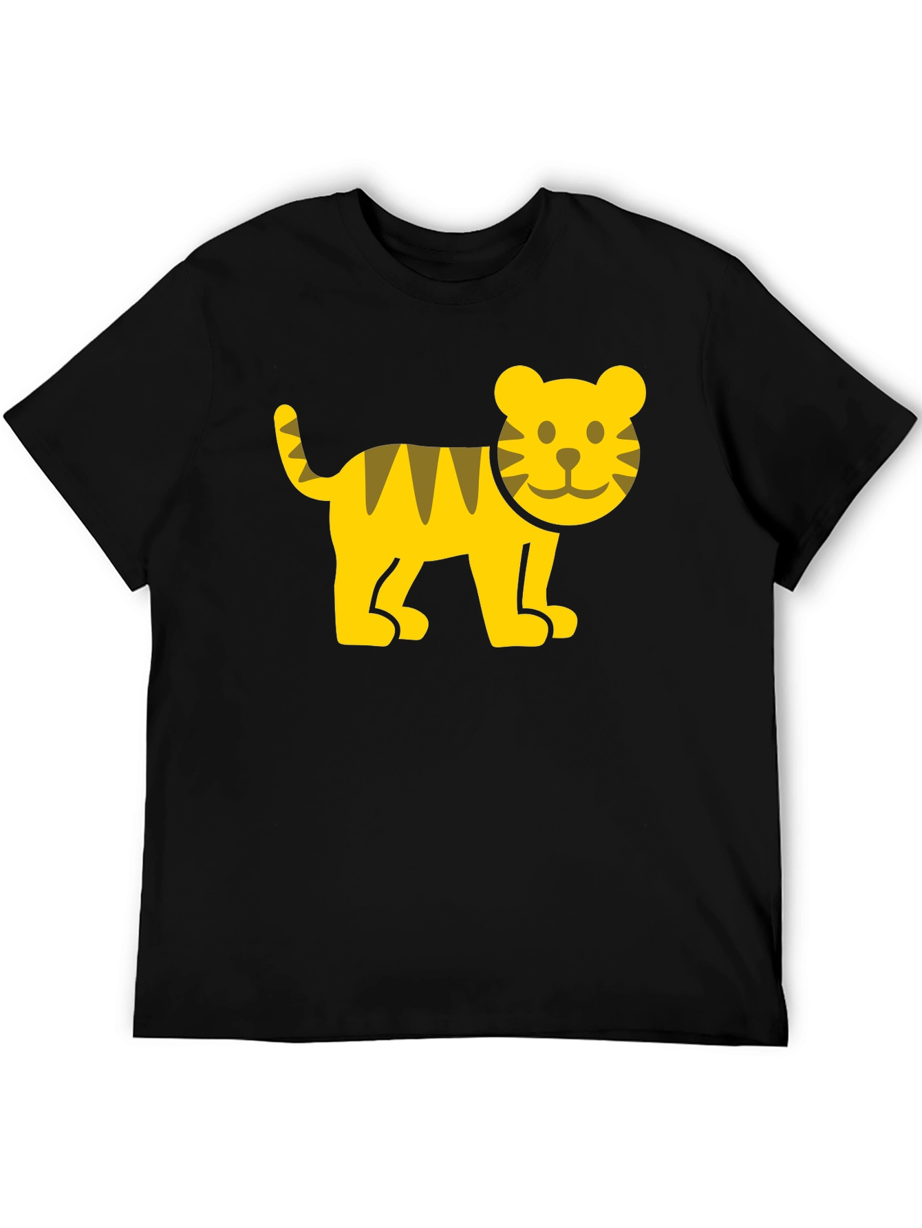 Cute Cartoon Tiger Graphic T-Shirt - Black