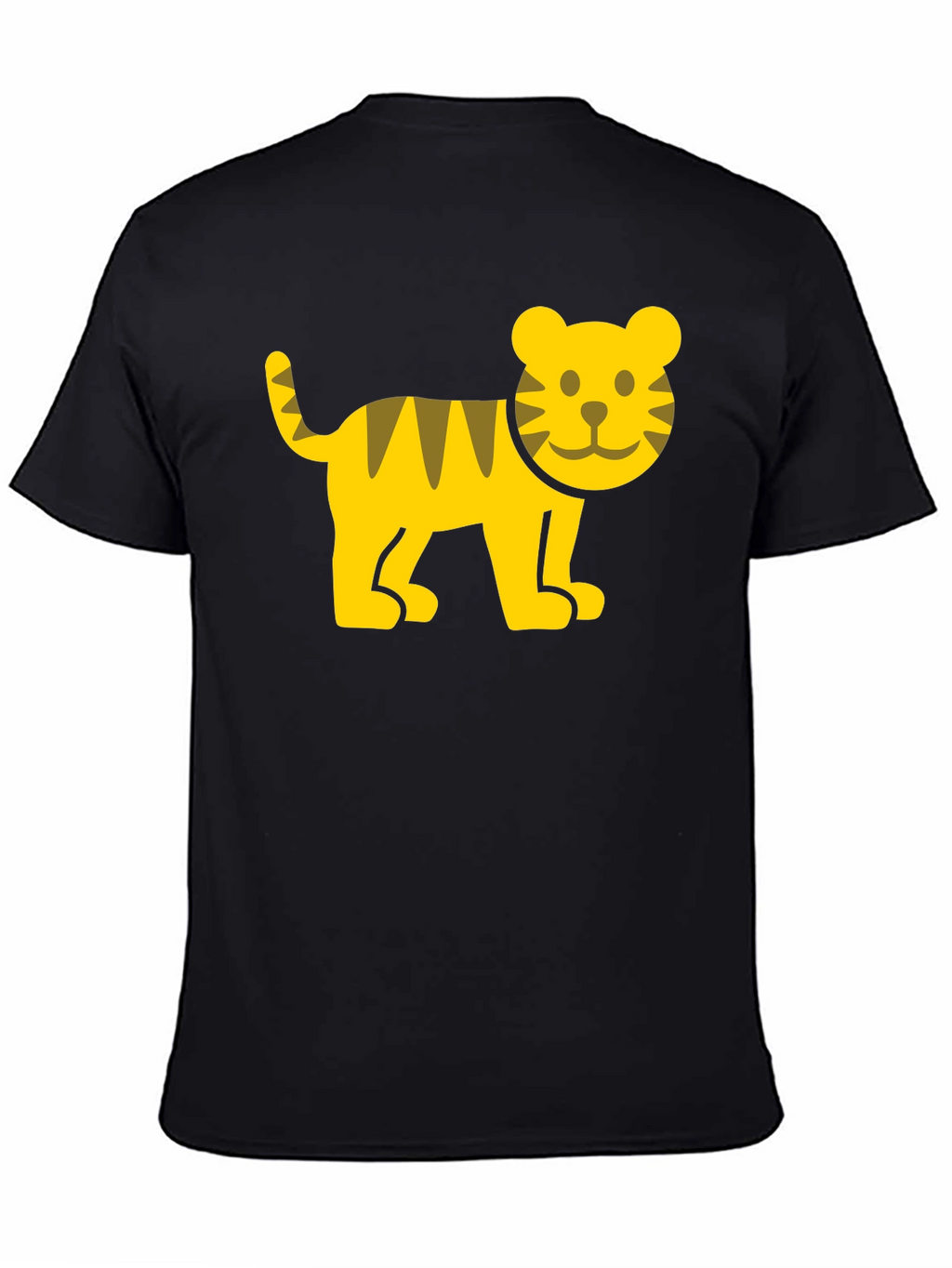 Cute Cartoon Tiger Graphic T-Shirt - Black