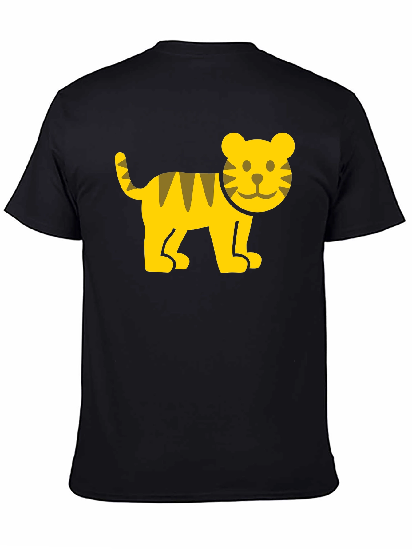 Cute Cartoon Tiger Graphic T-Shirt - Black