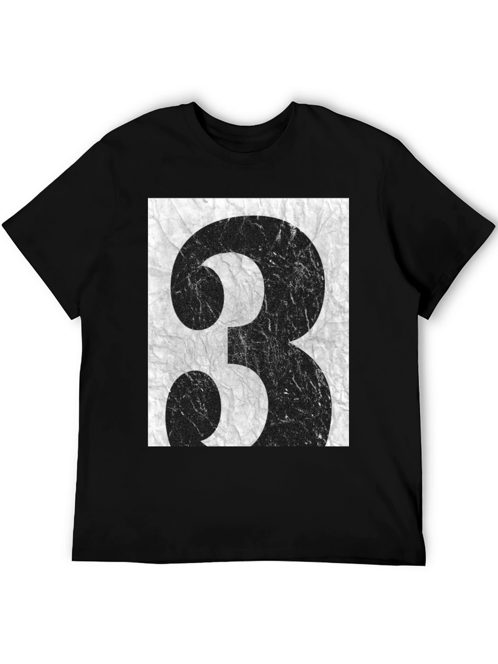Grunge Number 3 Graphic Tee - Black