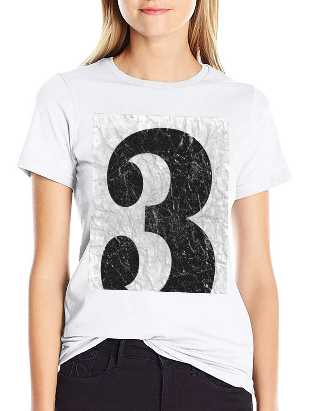 Grunge Number 3 Graphic Tee - Black