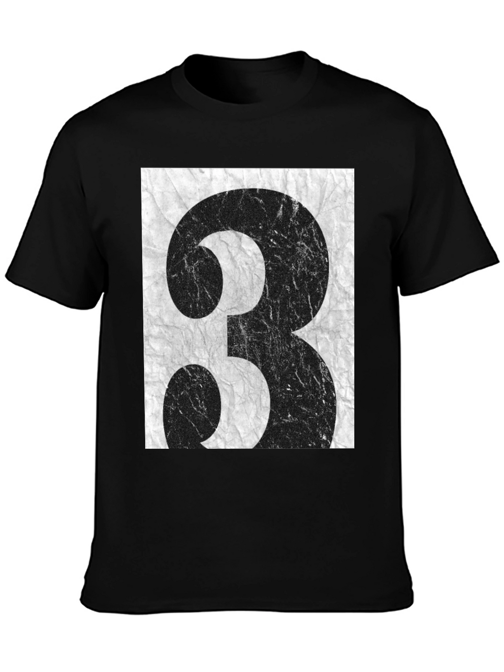 Grunge Number 3 Graphic Tee - Black