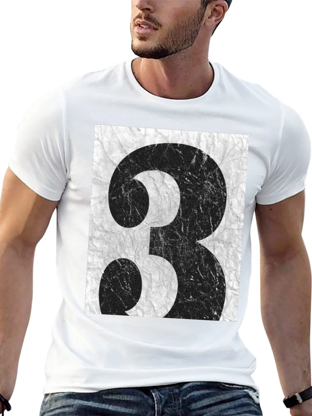 Grunge Number 3 Graphic Tee - Black