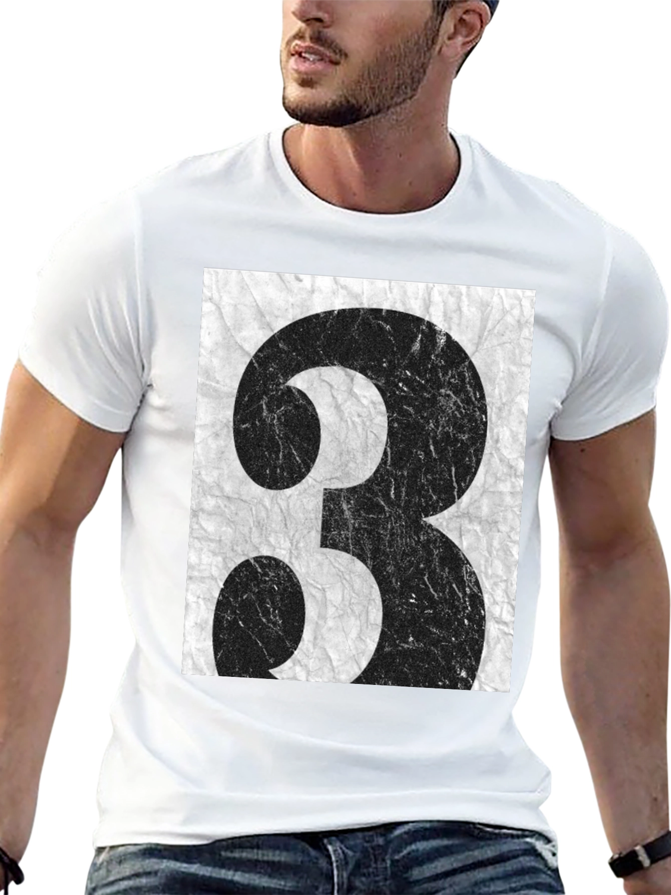 Grunge Number 3 Graphic Tee - Black