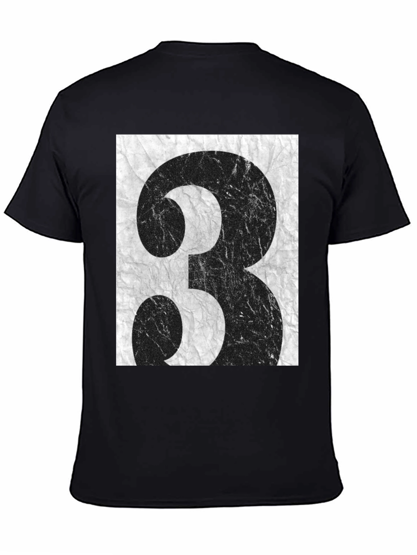 Grunge Number 3 Graphic Tee - Black