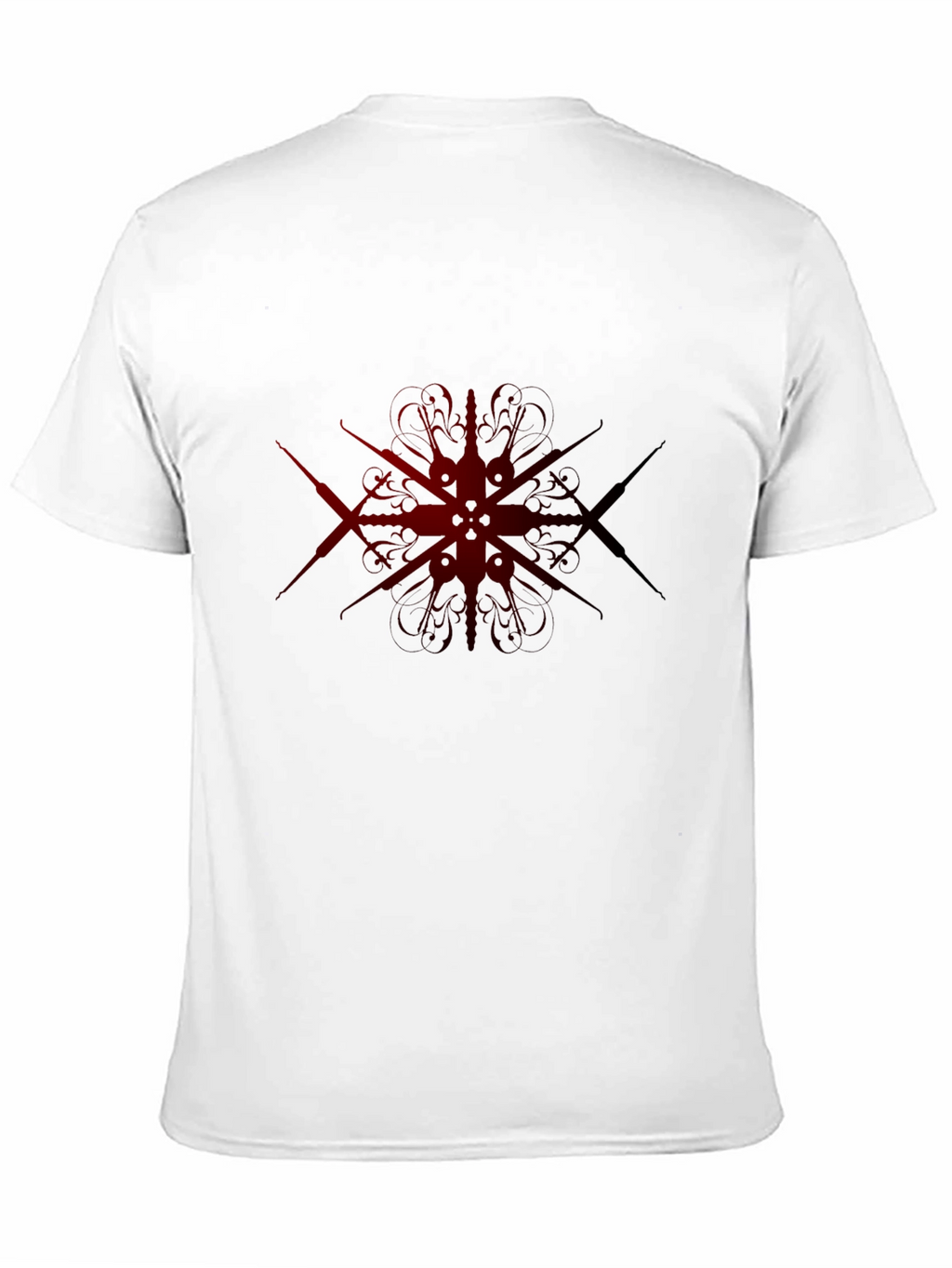 Dark Red Geometric Design Black T-Shirt